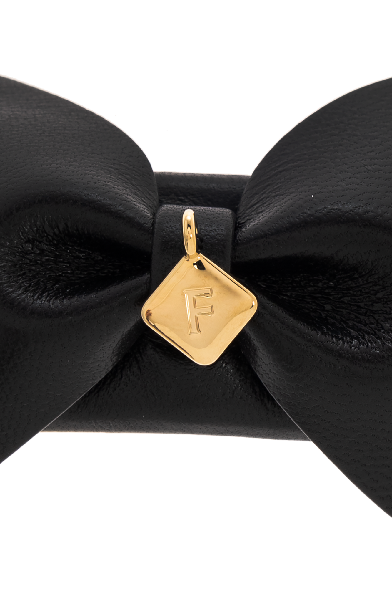 【関税&送料込】Salvatore Ferragamo Black Leather Hair Clip Authentic Salvatore Ferragamo Hair Clip SP Buckle Logo Black